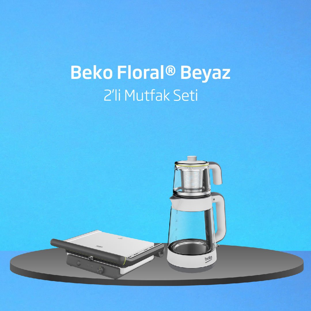 Beko Floral Beyaz 2'li Mutfak Seti