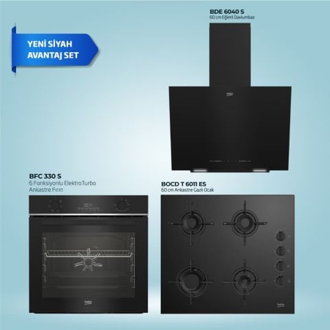 Beko Yeni Siyah Avantaj Ankastre Set